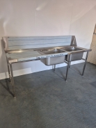 New Solid Welded Stainless Steel 2100mm Double Bowl Dishwasher Sink LH Drainer