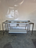 New Solid Welded Stainless Steel 2000mm Double Bowl Sink With Double Drainer