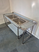 New Solid Welded Stainless Steel 2000mm Double Bowl Sink With Double Drainer